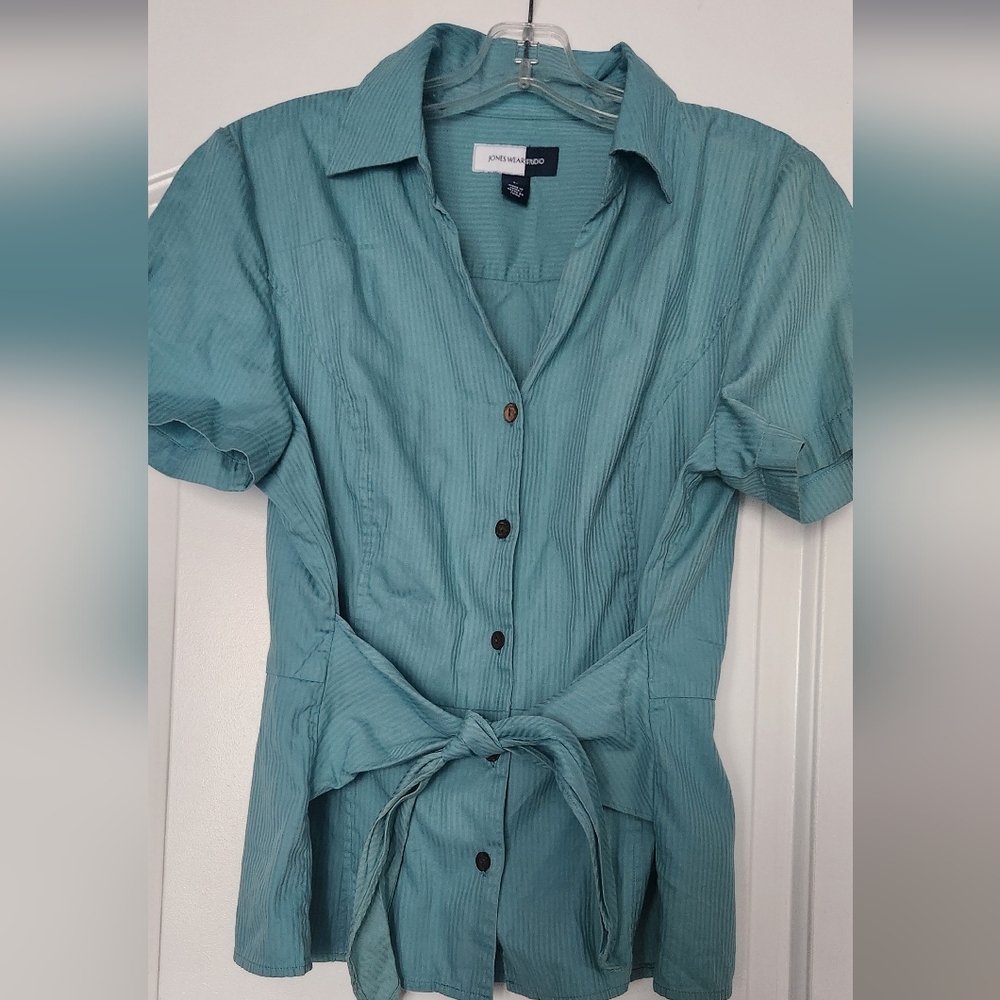 New York & Company Teal Button-Down Shirt